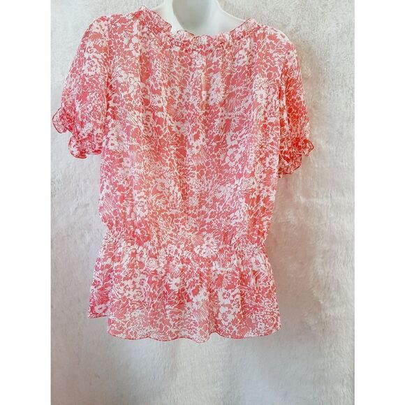 Josephine Studio pink sheer sz 4 puffy sleeve blouse - Picture 2 of 4